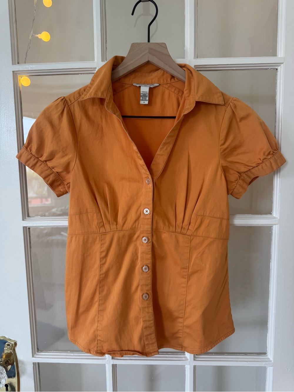 Banana Republic Deep V Tailored Short-Sleeve Button-Down Blouse